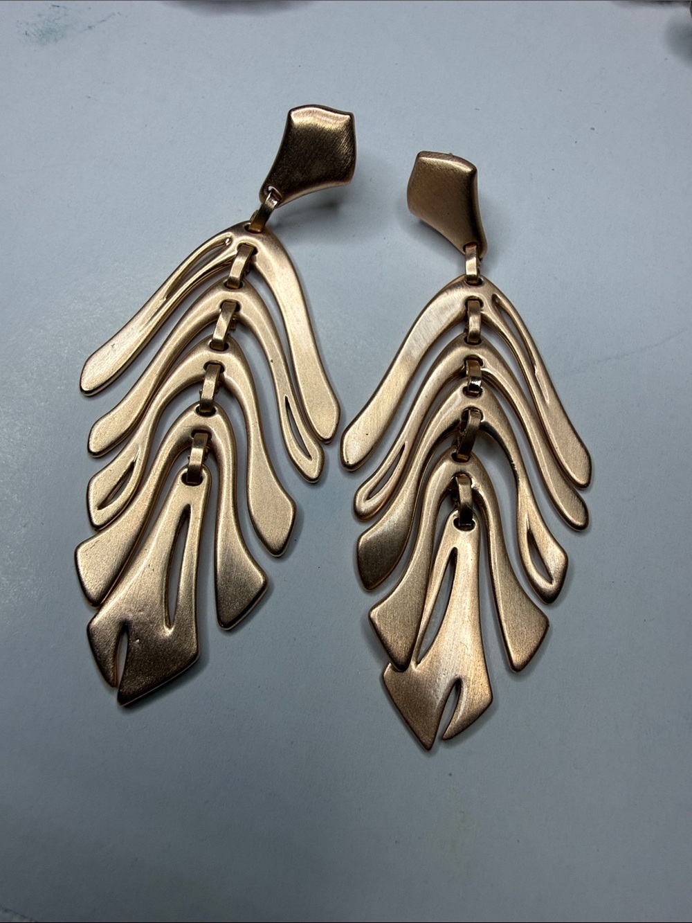 Kendra Scott Matte Rose Gold Tiered Leaf Drop Earrings